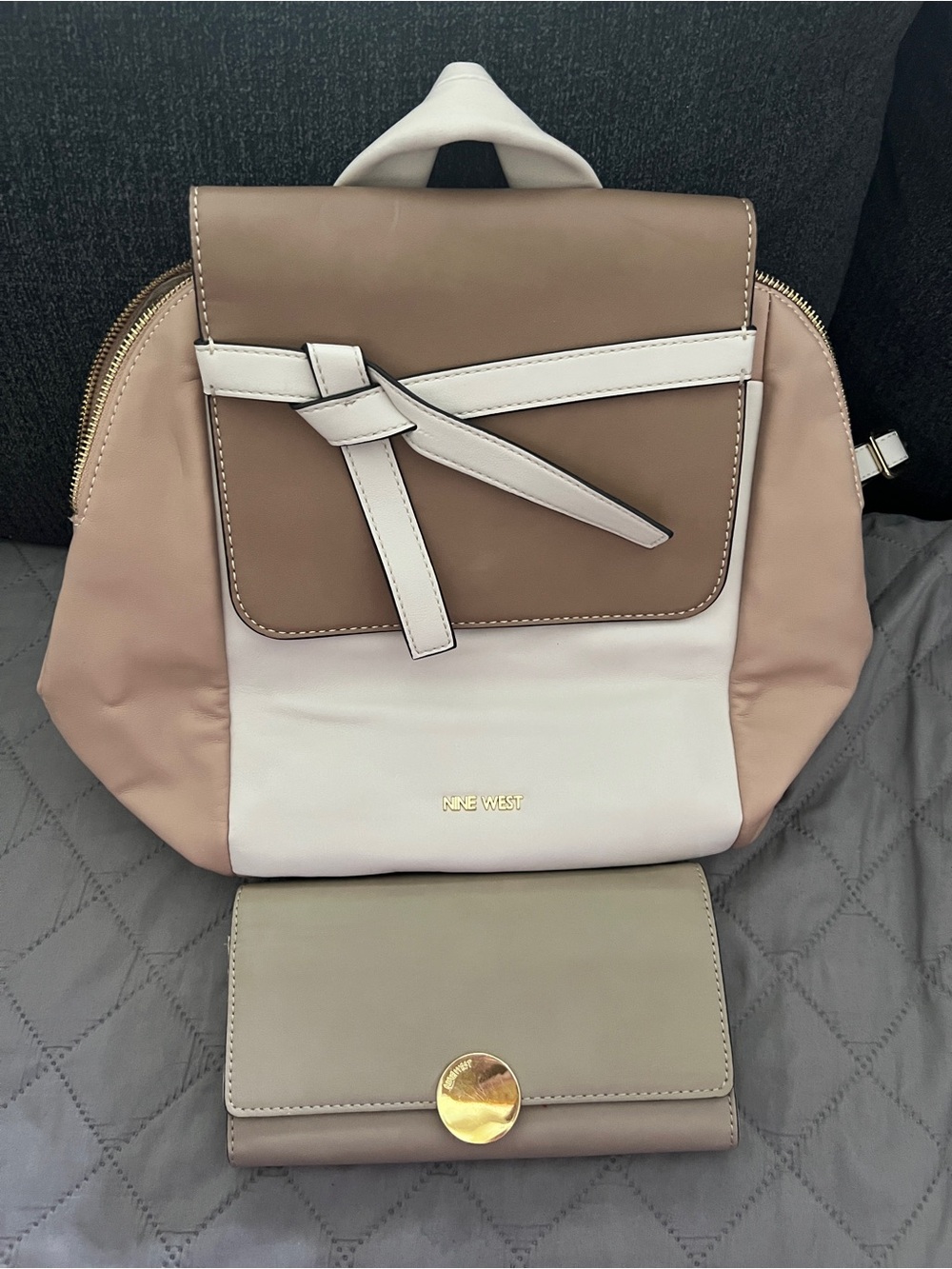 Nine West Colorblock Backpack in Taupe, Blush and Cream